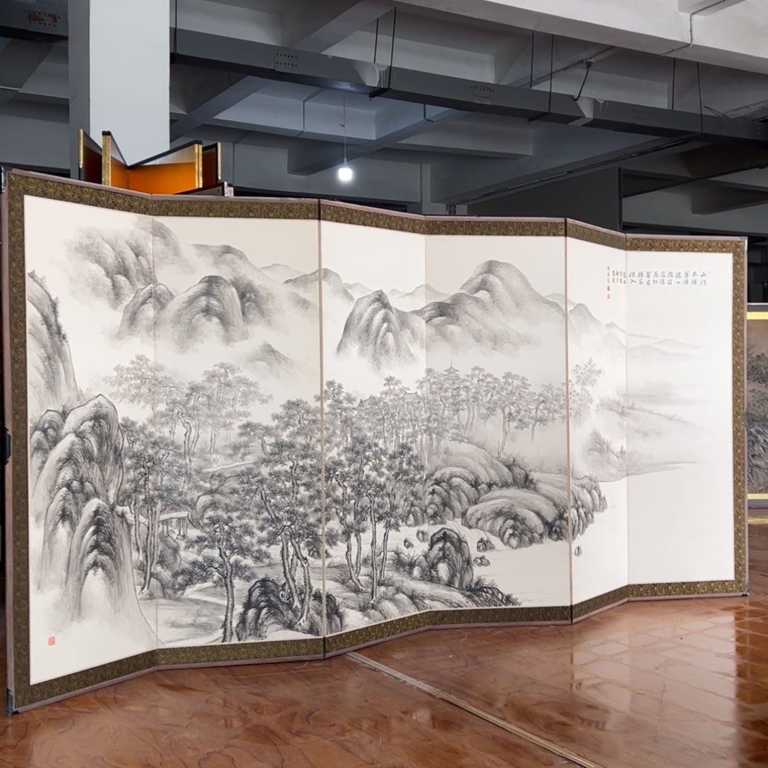 绘画屏风框画茶空间设计