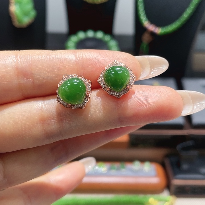 和田玉银S925镀金镶嵌戒指