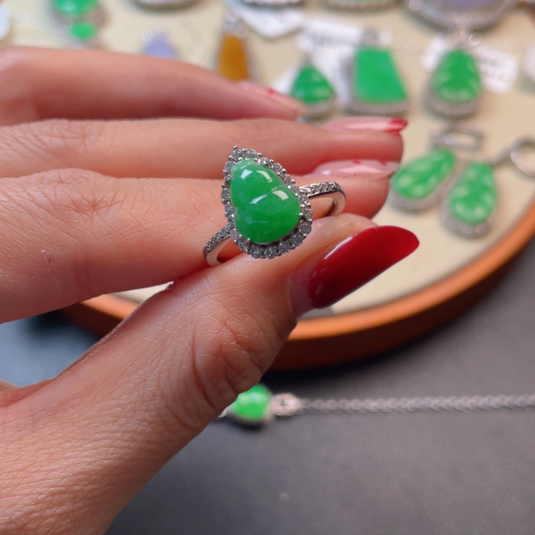 翡翠吊坠(不含链)银S925镶嵌戒指