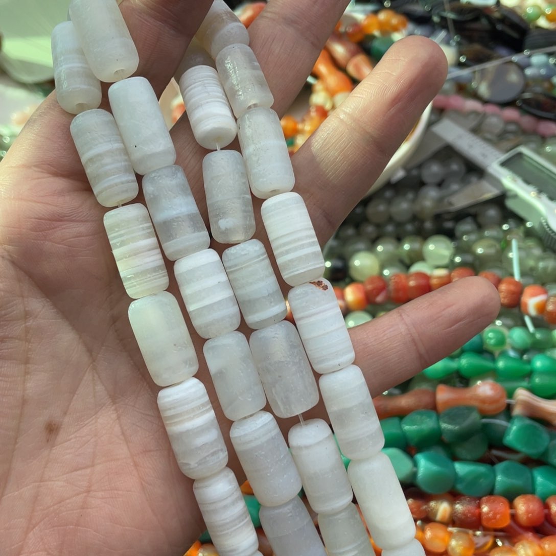 玛瑙/玉髓珠宝半成品未镶嵌一条装11*20橘皮玛瑙管珠