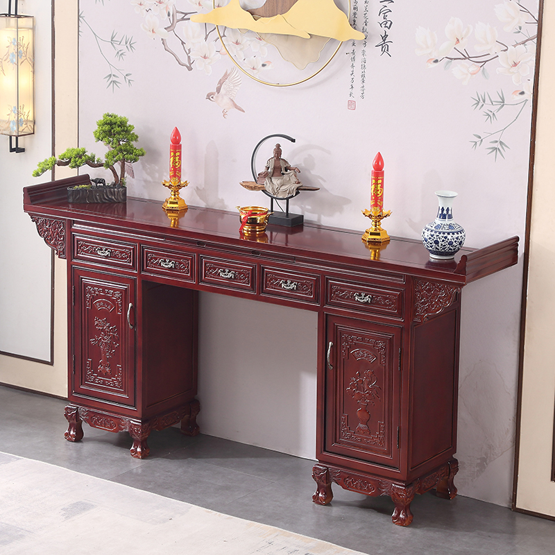中式实木神台条案农村中堂供奉桌贡桌家用加高财神爷佛台复古雕花