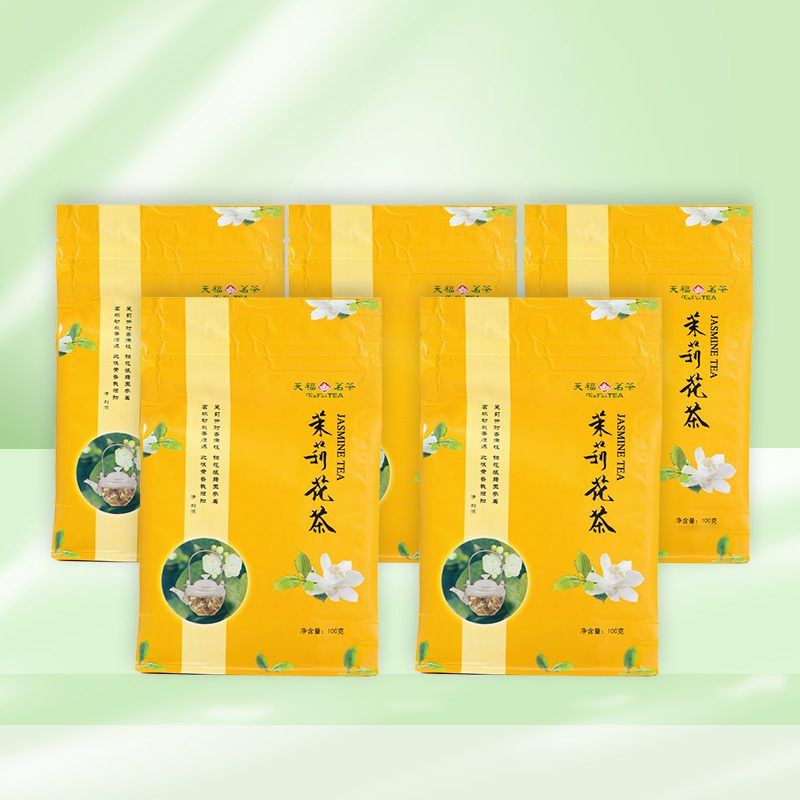 天福茗茶 茉莉花茶 茶叶 广西贵港口粮茶茉莉花草茶100克*5袋装