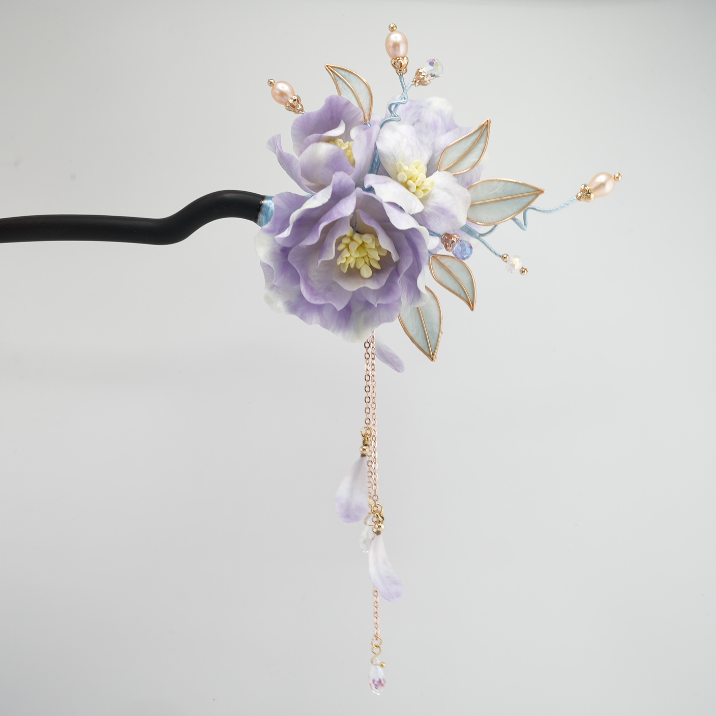 白壹北鼻【倾城双面簪】手工原创非遗绒花新中式汉服国风古风发饰