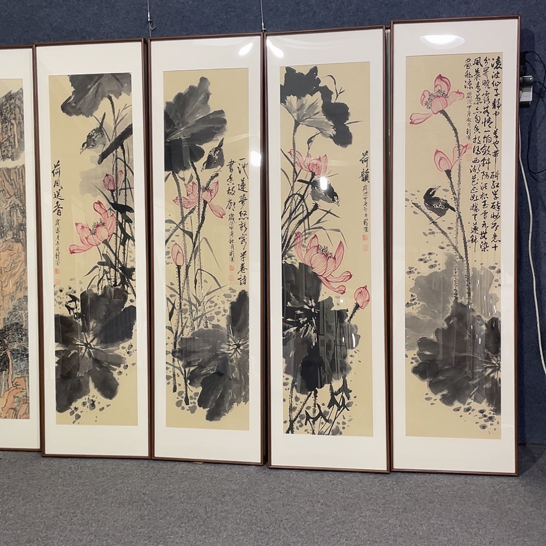国画手绘画带框发货