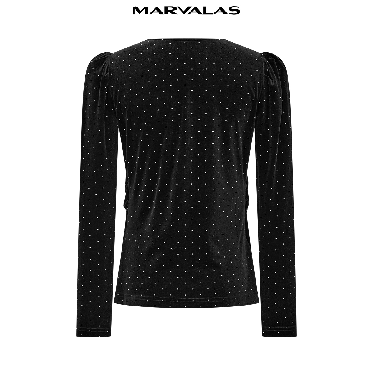 【KK专属】优雅小衫女设计感抽褶丝绒雪纺衫