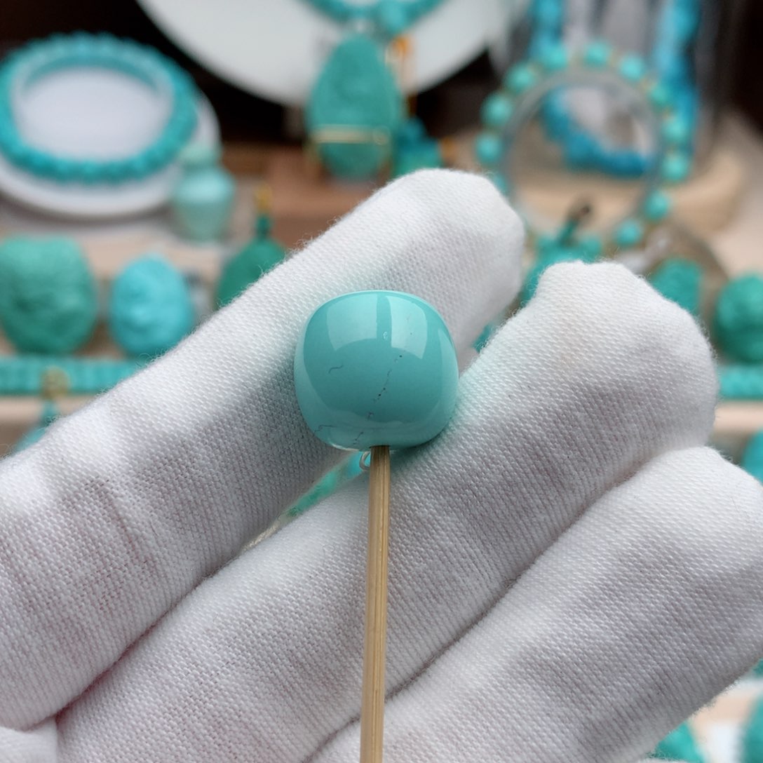 绿松石珠宝奇石未镶嵌14.3mm