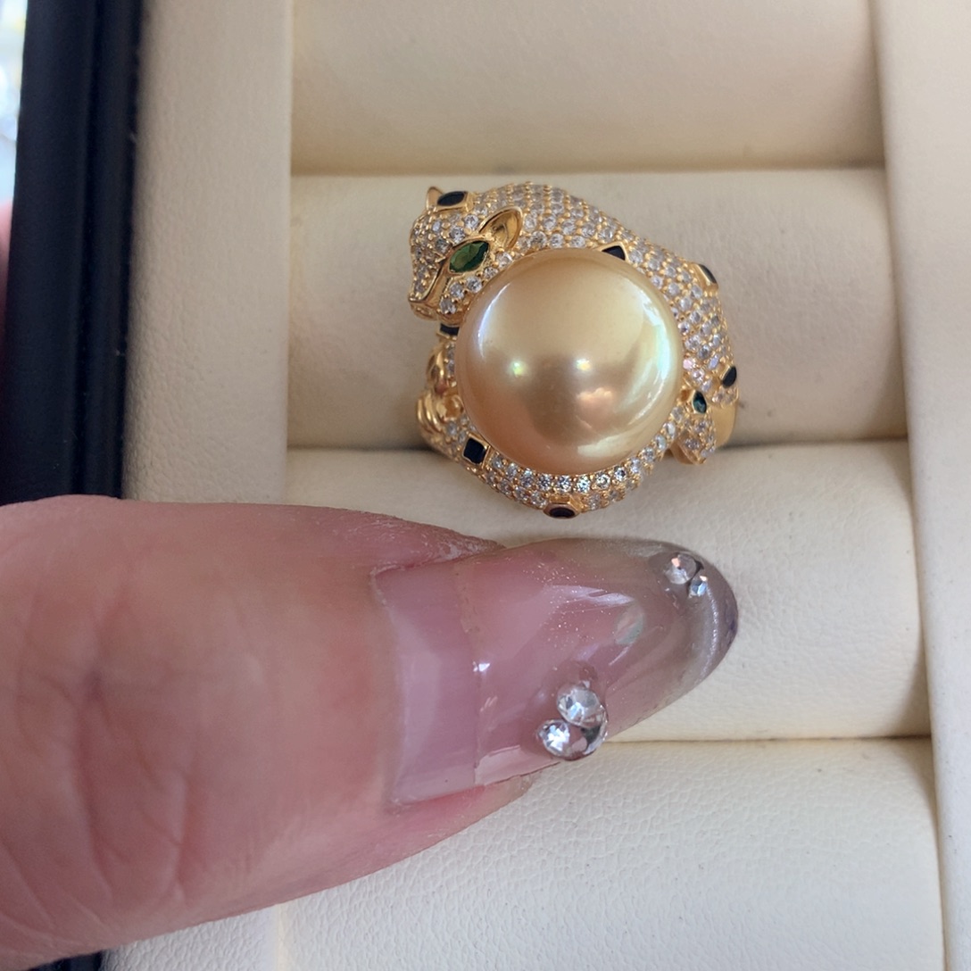 海水珍珠戒指银S925镶嵌