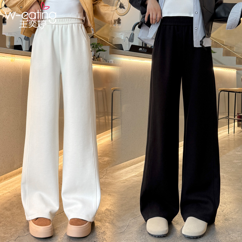 王奕婷秋冬季阔腿休闲裤子女款爆款2025新款高腰宽松小个子加绒厚