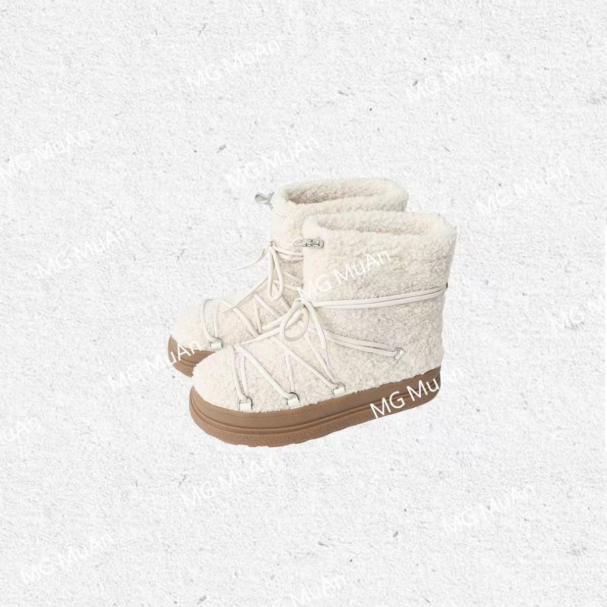 木小妹MUAN：《INS绑带雪地靴》厚底5CM绑带雪地靴靴子女LL-BM53060