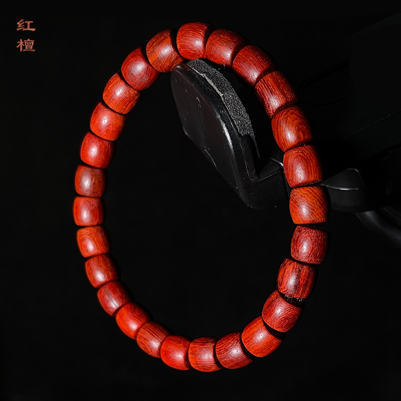 A123红檀直切桶珠手串手工精品檀木小巧手链男女简约文玩单圈盘玩