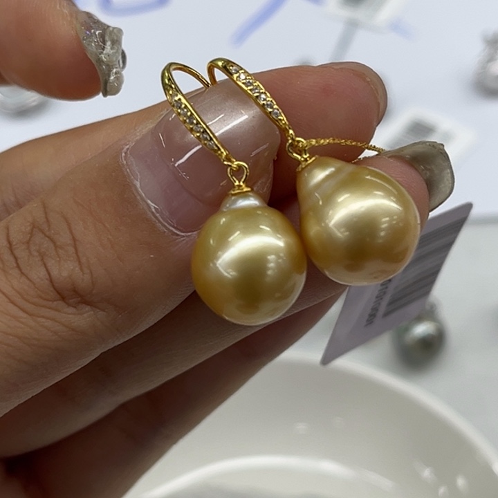 银S925镶嵌耳饰海水珍珠12-13