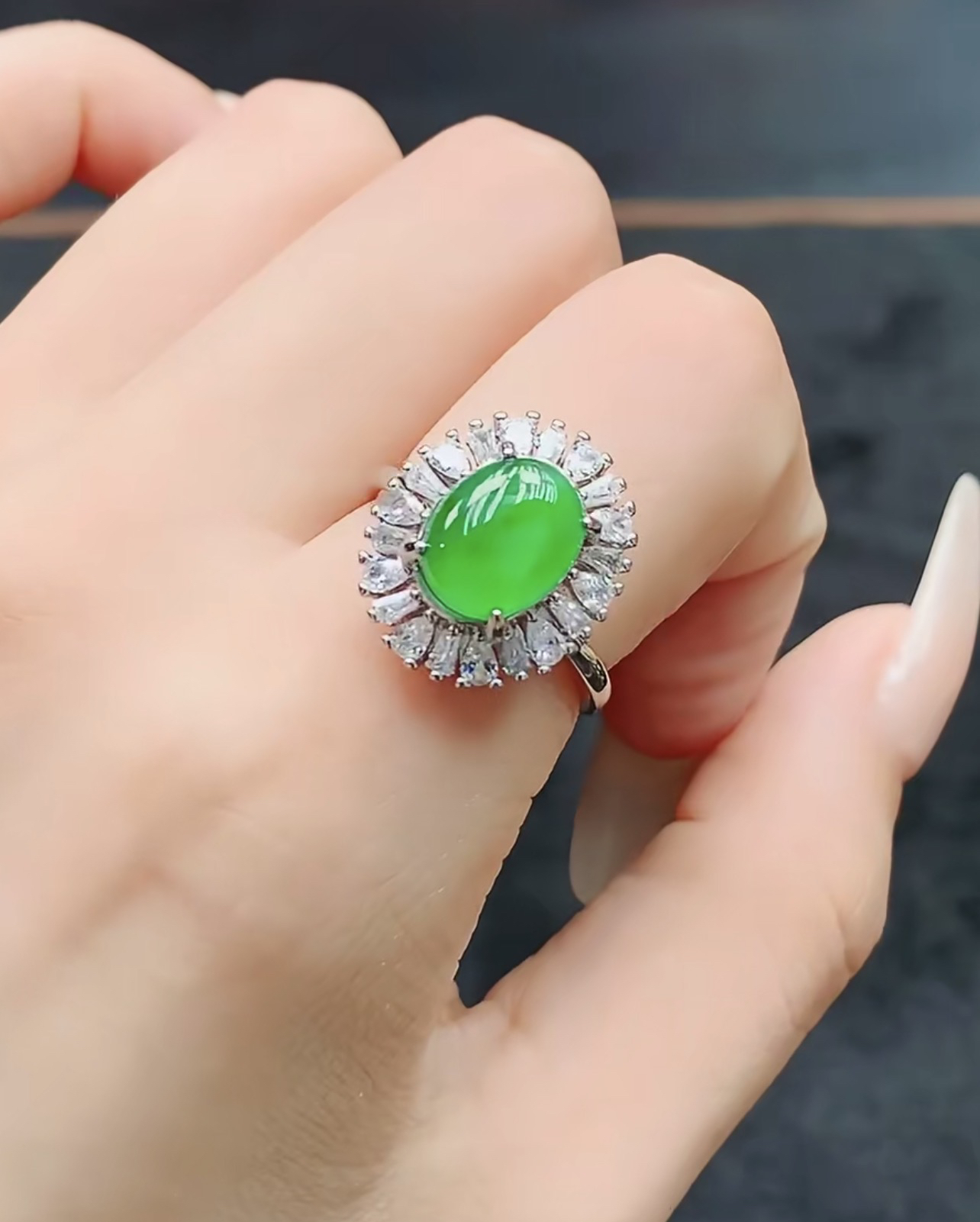 纯天然A货翡翠戒指