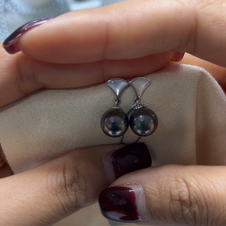 海水珍珠耳饰银S925镶嵌可打5折