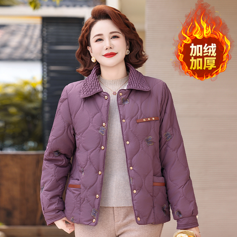 新中式冬季大码国风加厚棉服加绒棉衣气质妈妈冬装棉袄中老年女装