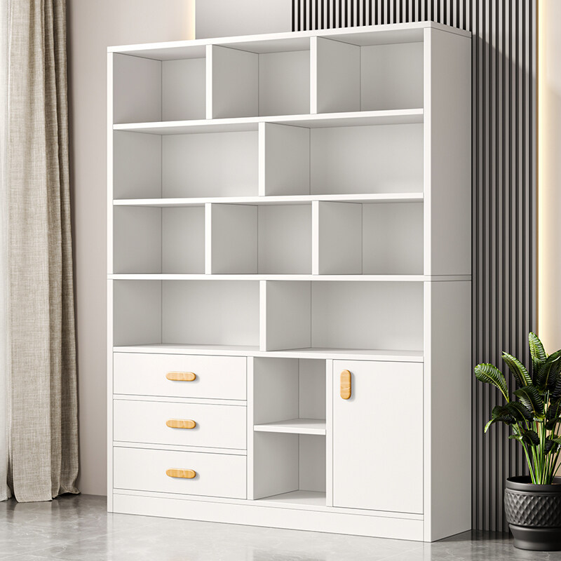 书柜家用现代简约带柜门书架置物架落地防尘柜子客厅储物柜文件柜