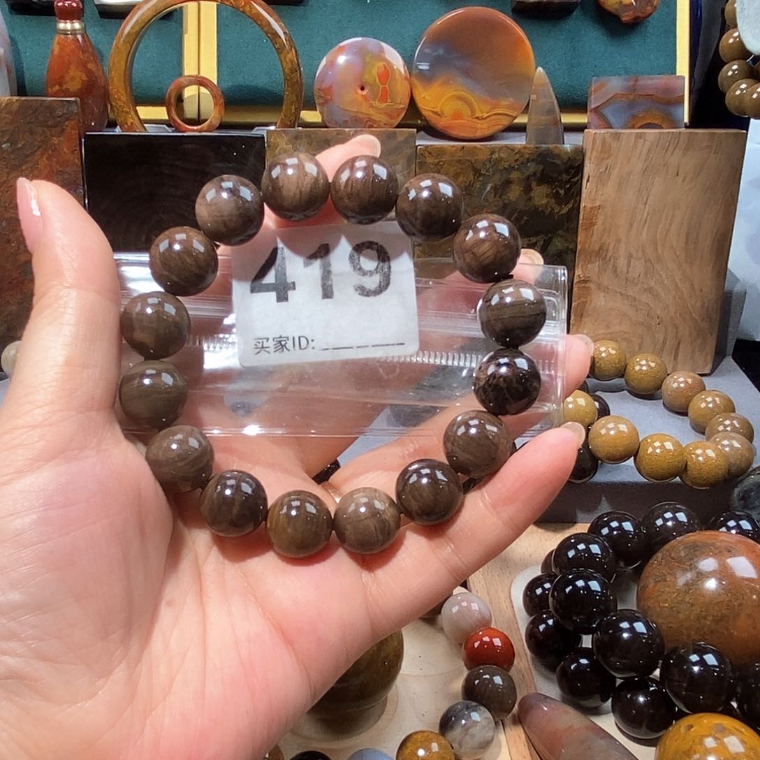 硅化玉天然北票树化玉手串未镶嵌