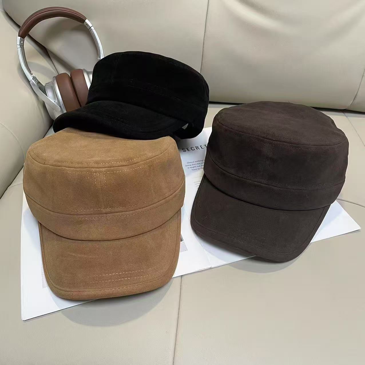 秋冬新款复古日韩百搭显脸小麂皮绒马术帽高颅顶时髦精必入