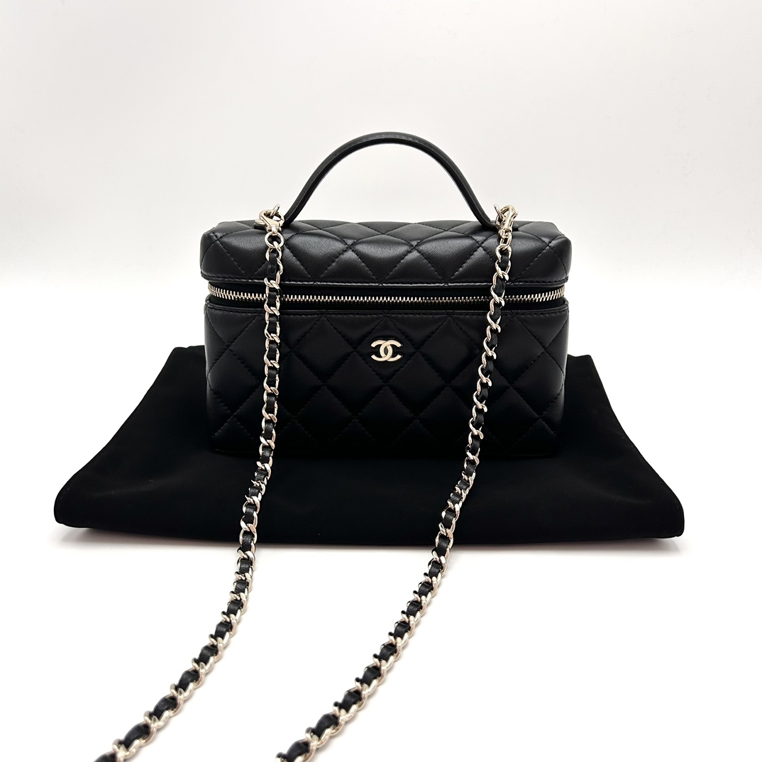 99新 Chanel/香奈儿 25C黑金小羊皮lp饭盒包 91885