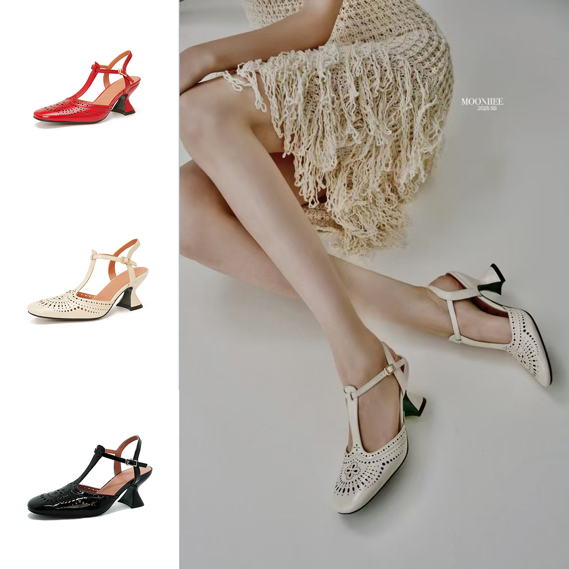 SIOIOIK/素卡25新款气质时尚漆皮法式粗跟女鞋舒适百搭女款夏季