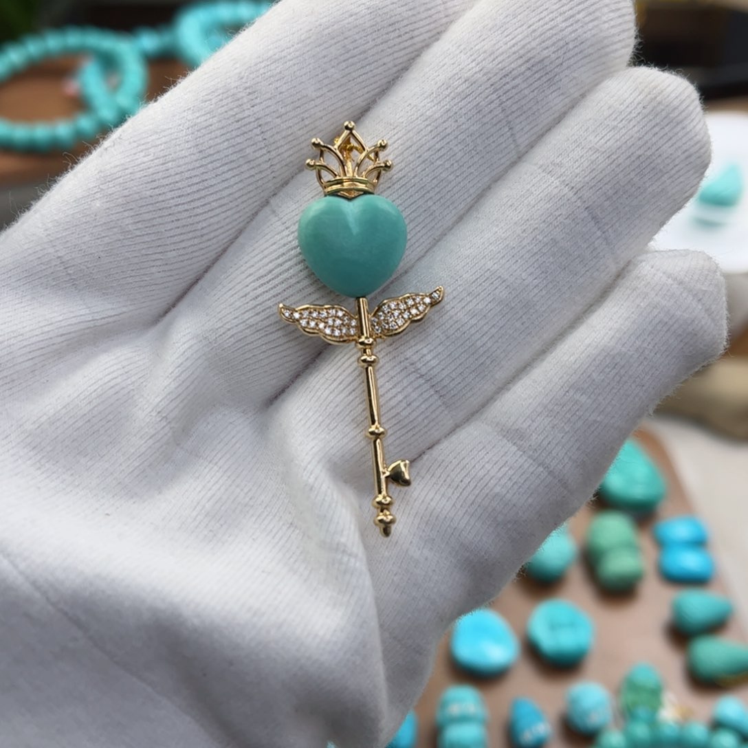绿松石18K金镶嵌配饰