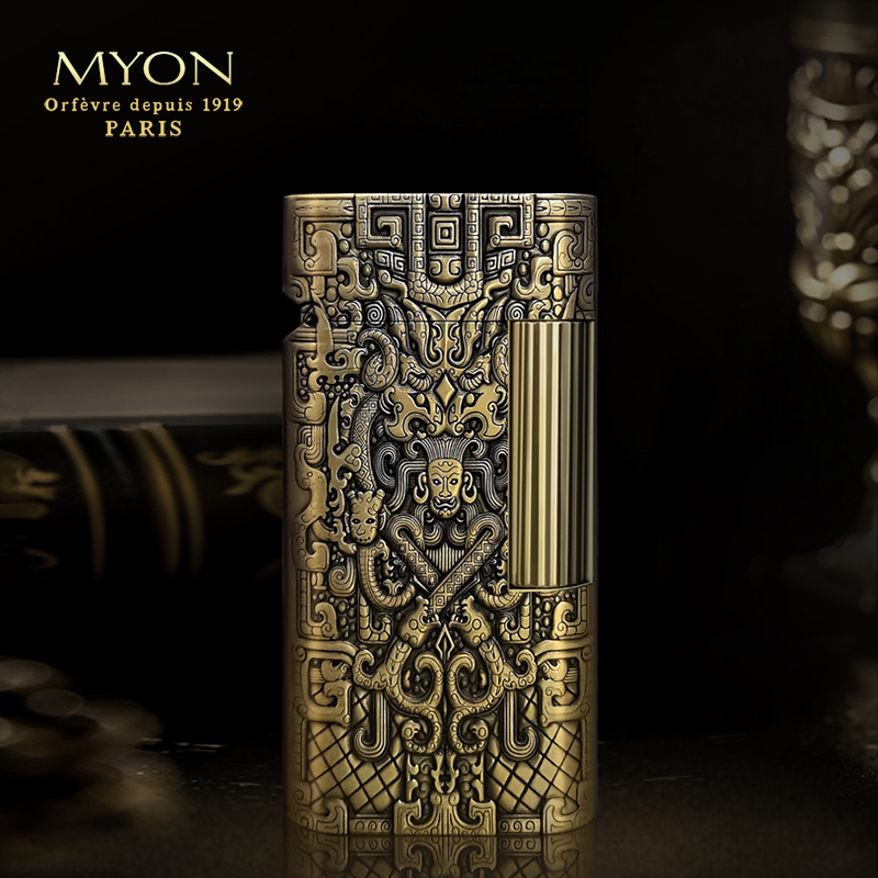 复礼~MYON欧洲勉牌爵士待机王商周青铜纹原铜一机一码煤油打火机