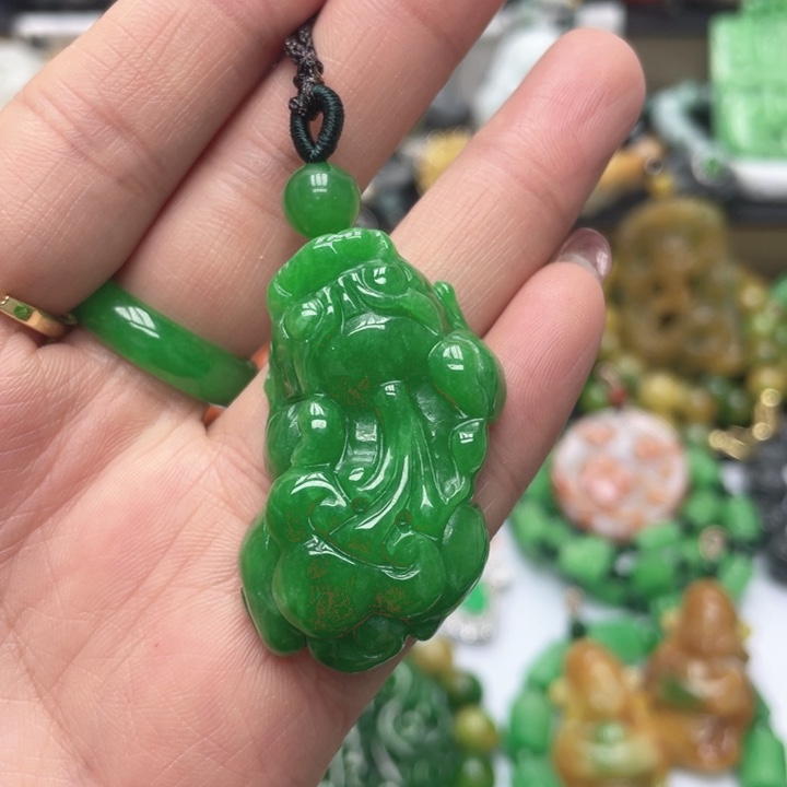 翡翠未镶嵌颈饰项链干青处理1