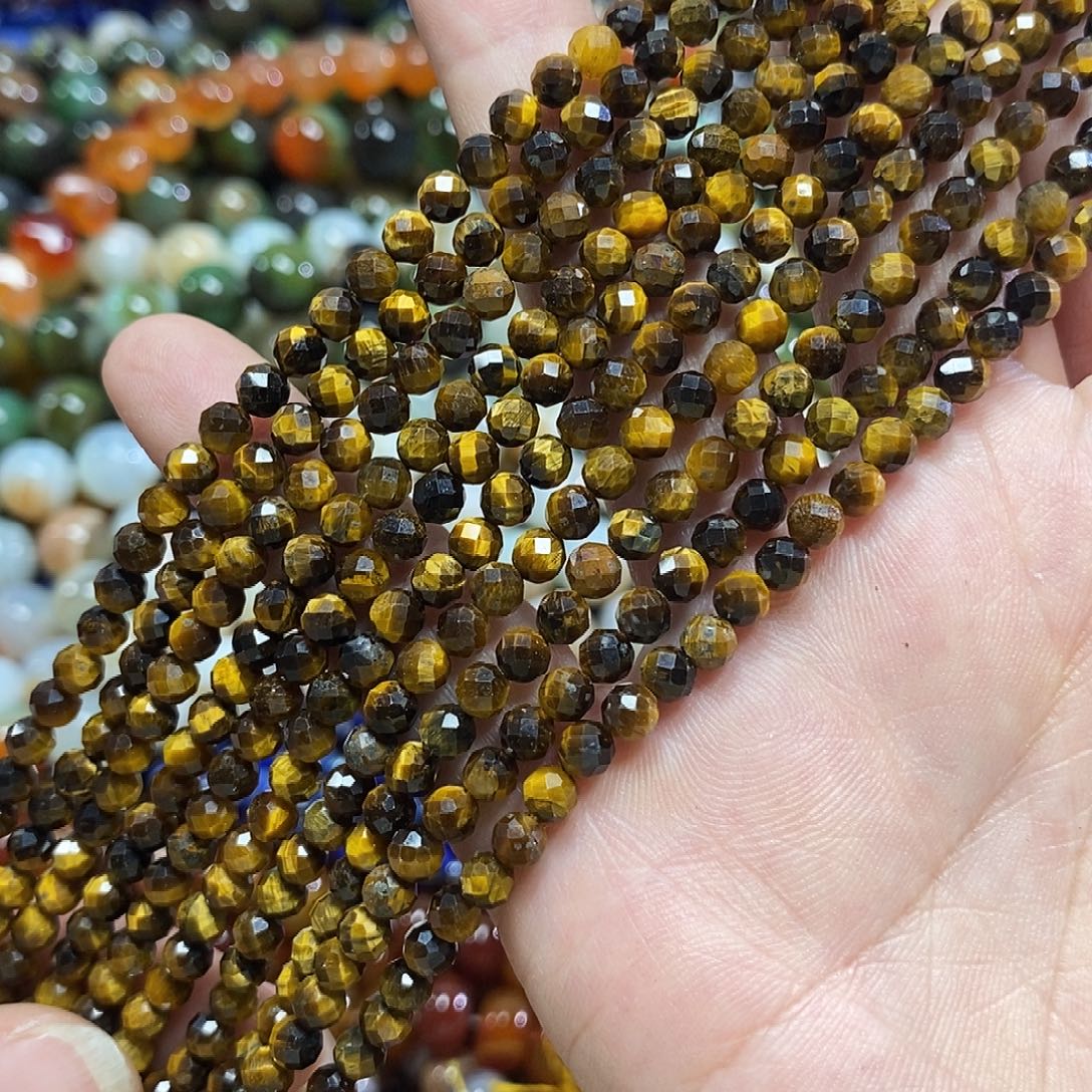 玛瑙/玉髓未镶嵌珠宝半成品虎眼钻切一条卡4mm