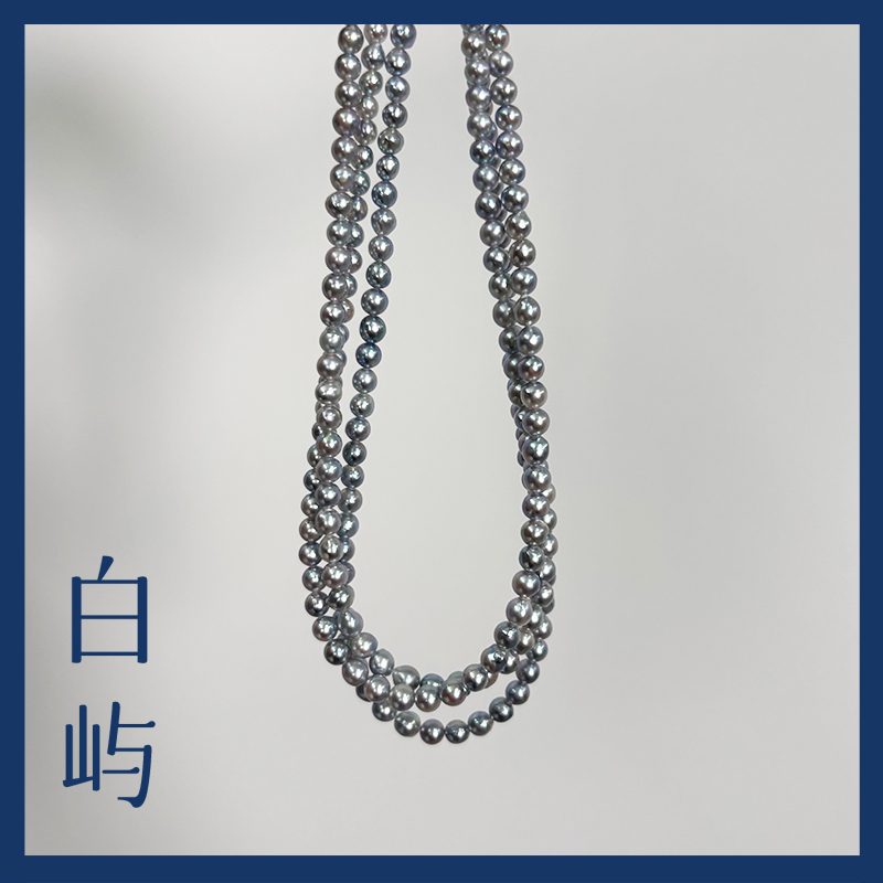 18k天然色无调海水真多麻色Akoya珍珠项链（多样性发一）