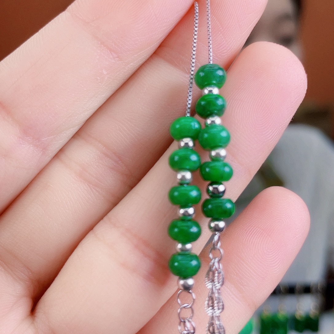 翡翠银S925镶嵌耳饰