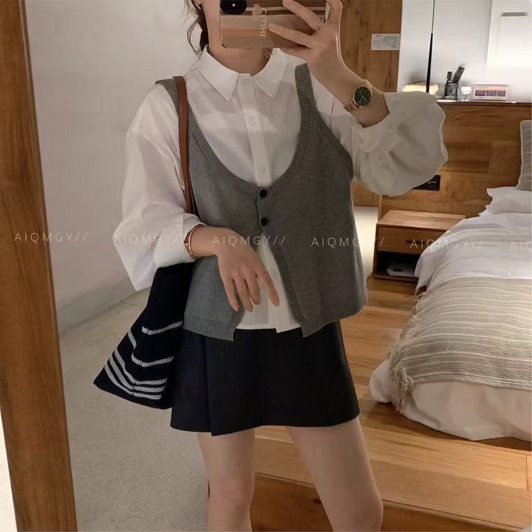 拼接格纹长裙联名情绪风连衣裙条纹百搭长袖休闲气质