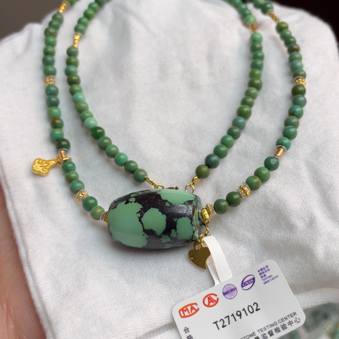 绿松石颈饰银S925镶嵌