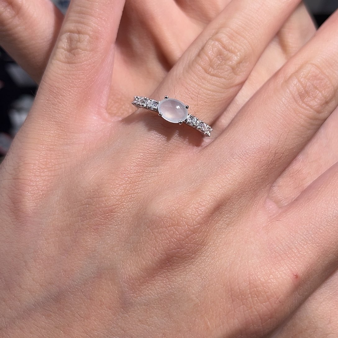 翡翠戒指银S925镶嵌678@m