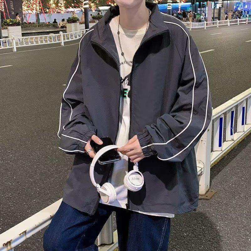 7236春秋季薄款外套男韩版潮流百搭帅气运动夹克上衣2025年