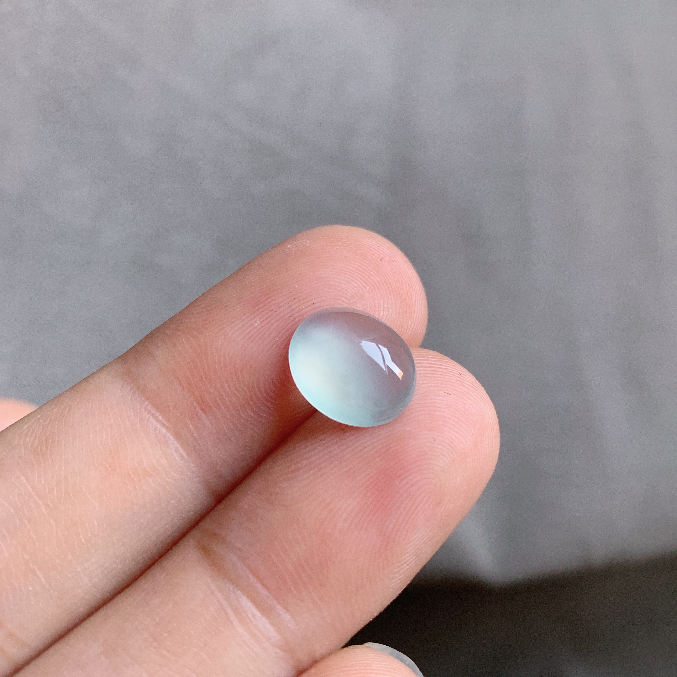 天然a货翡翠冰种蛋面镶嵌件吊坠 尺寸裸石11.4x9.9x4.6mm