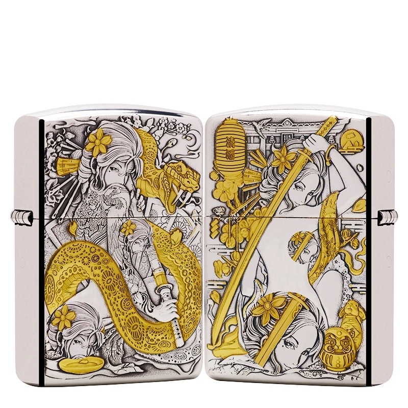 ZIPPO打火机正品/刀女蛇女-镀银镀金盔甲【凯亚1】DYJ1