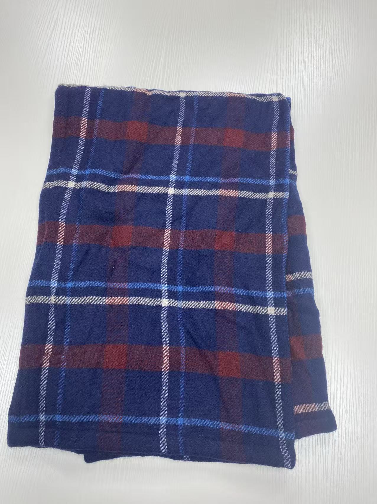 毛呢蓝色格子毯子