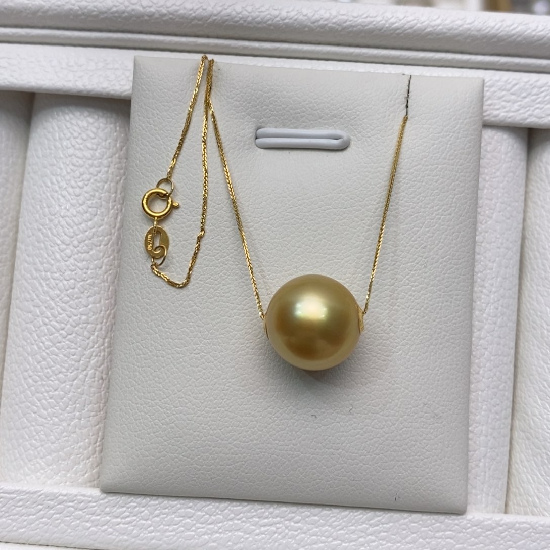 海水珍珠颈饰18K金镶嵌11-12送18k肖邦链子