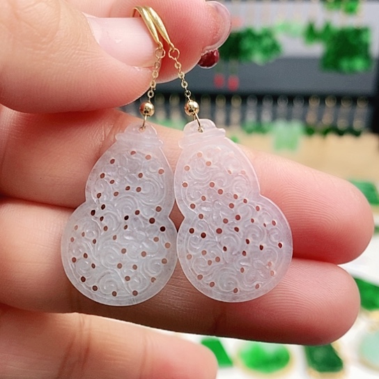 翡翠耳饰18K金镶嵌耳饰