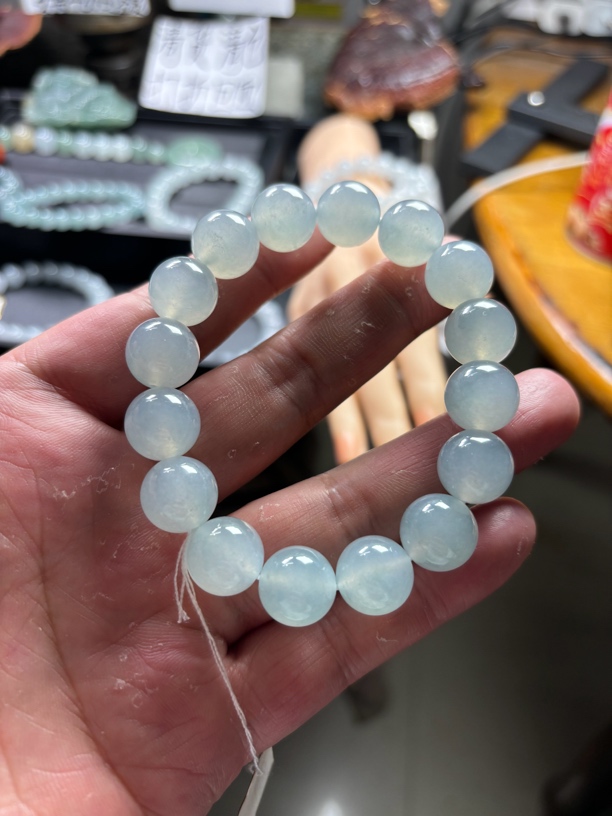 缅甸翡翠高糯冰天空蓝卡13.2 16粒