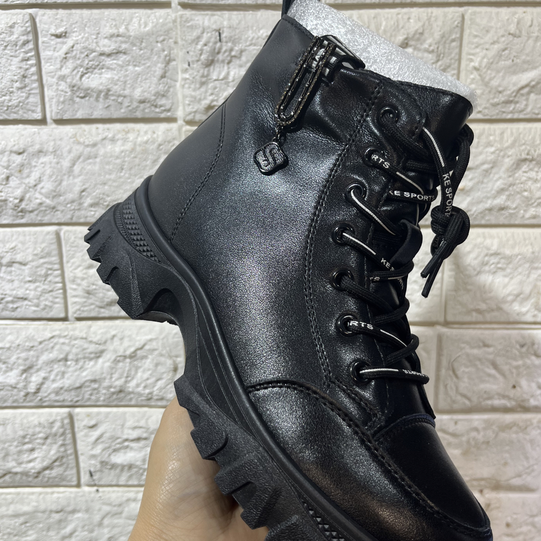 侧拉链马丁靴加绒806