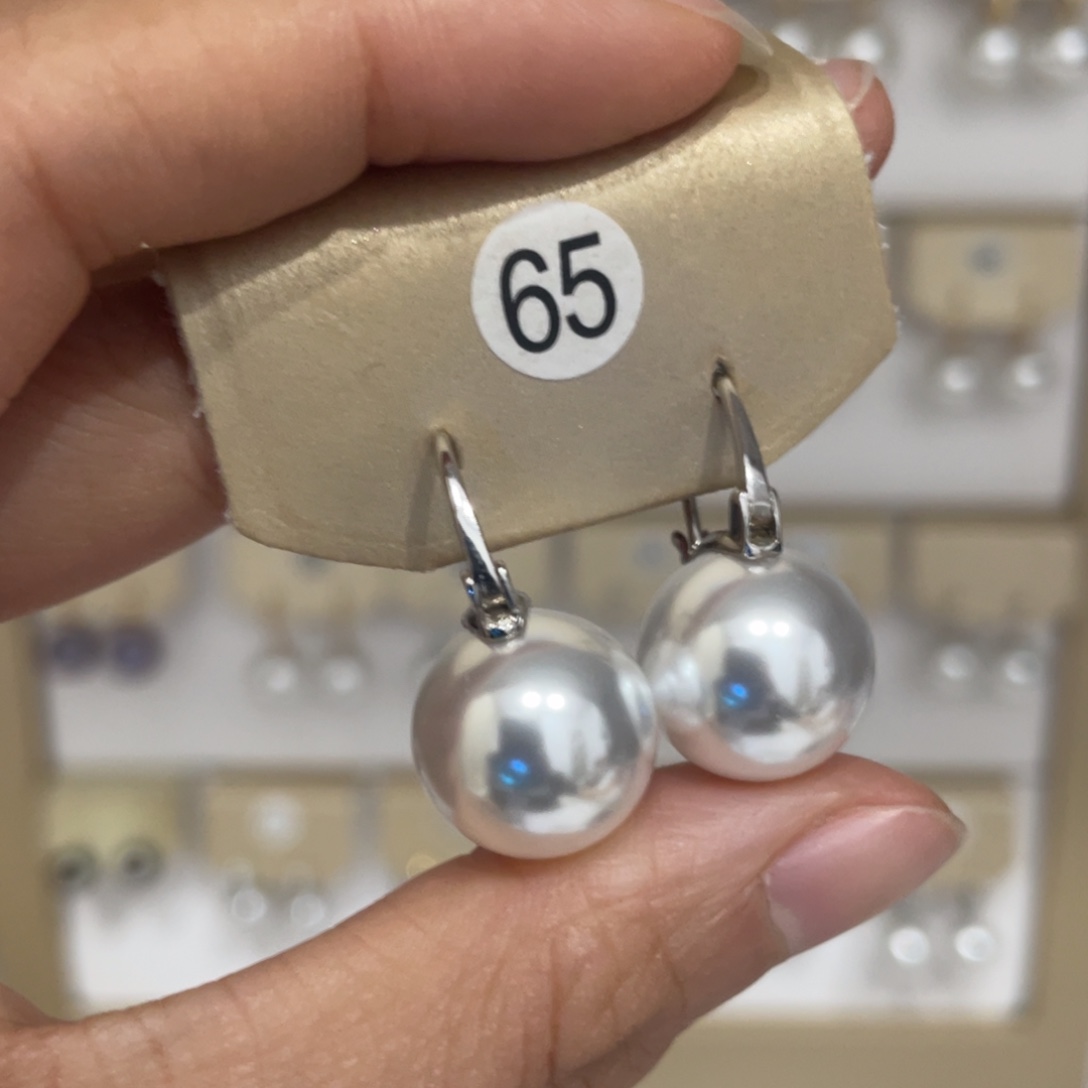 耳饰银S925镶嵌淡水珍珠