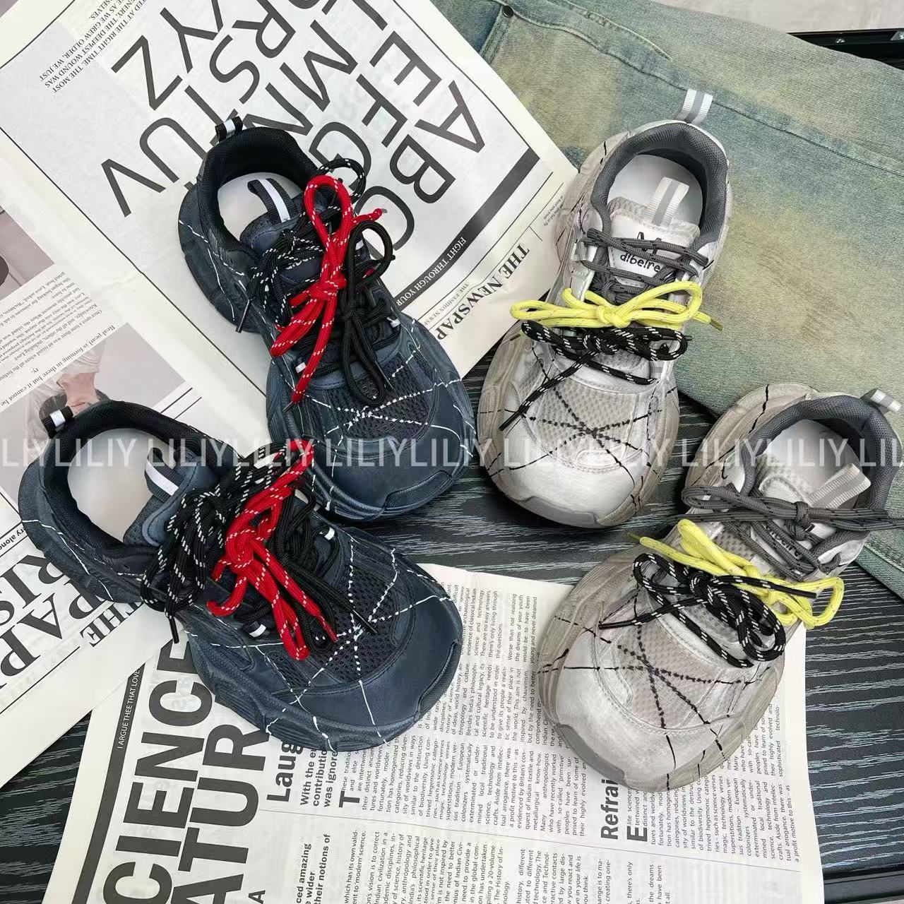 炸街巴黎3D涂乌鸦脏脏厚底老爹鞋2025秋季新款休闲女士老爹鞋298