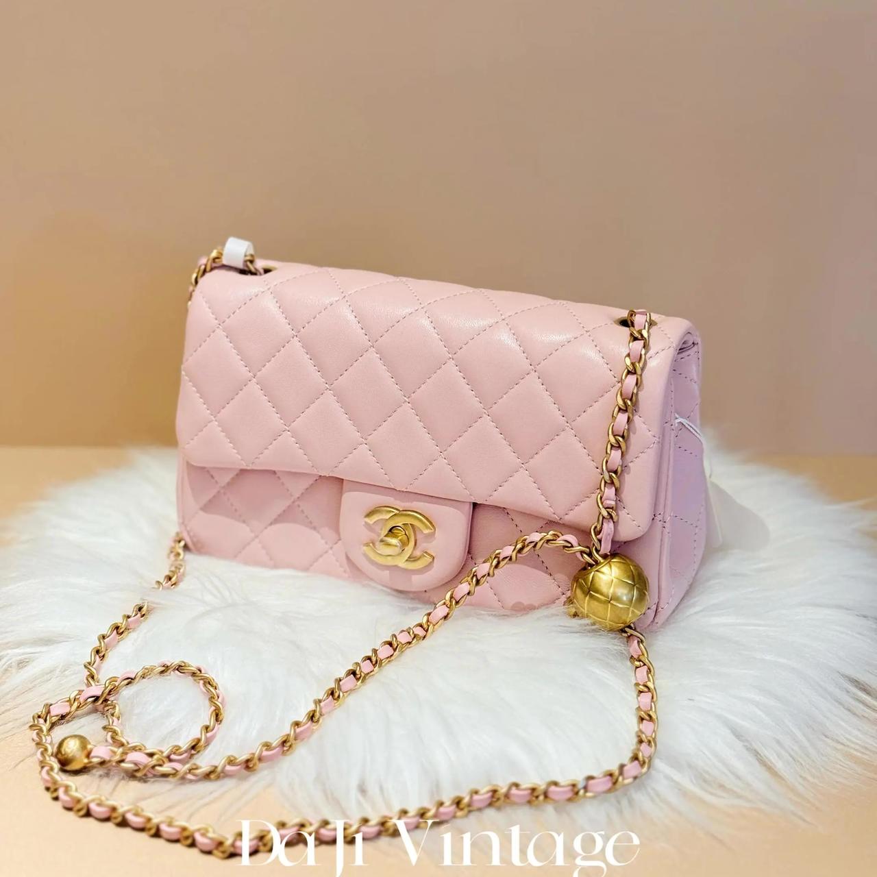 99新 Chanel/香奈儿 大吉中古/香奈儿粉金金球大mini斜挎包