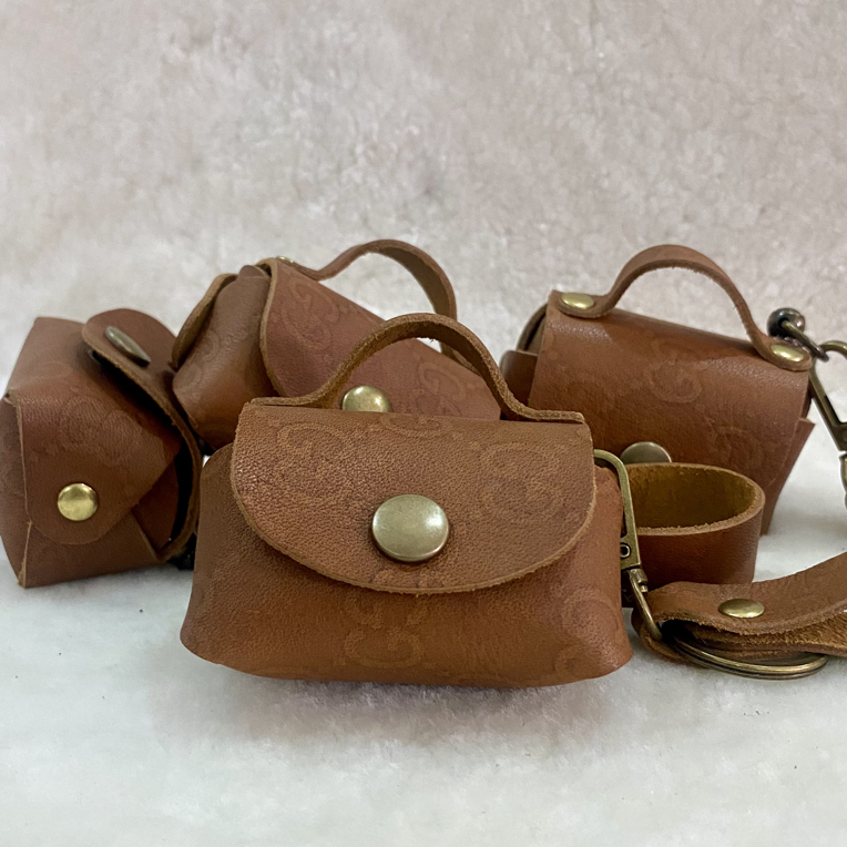 简约复古牛皮迷你零钱包女士耳机硬币数据线收纳包钥匙扣包包挂件