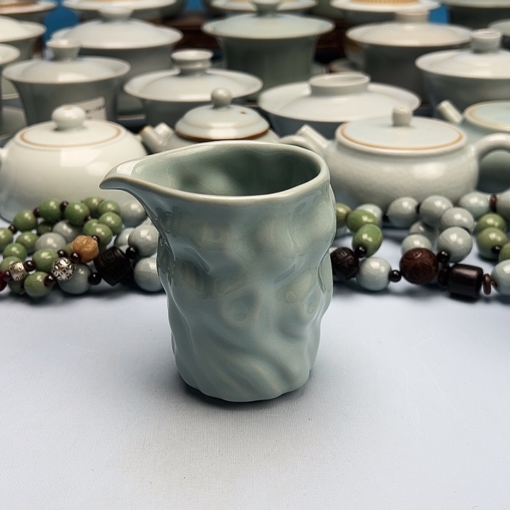 杯仿古天青釉公道杯原矿原釉原产地