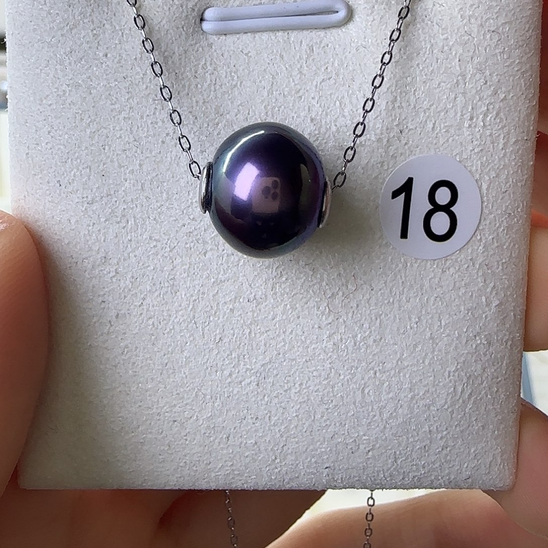 颈饰银S925镶嵌淡水珍珠11～12路路通