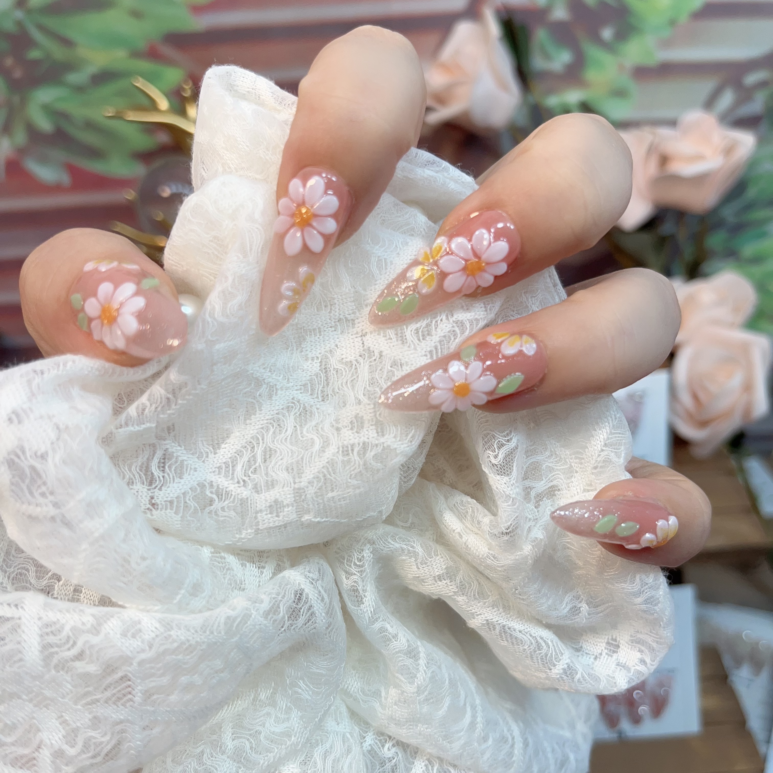 【HW038幸福花】 薯你靓 品牌 原创设计 纯手工雕花穿戴甲可爱