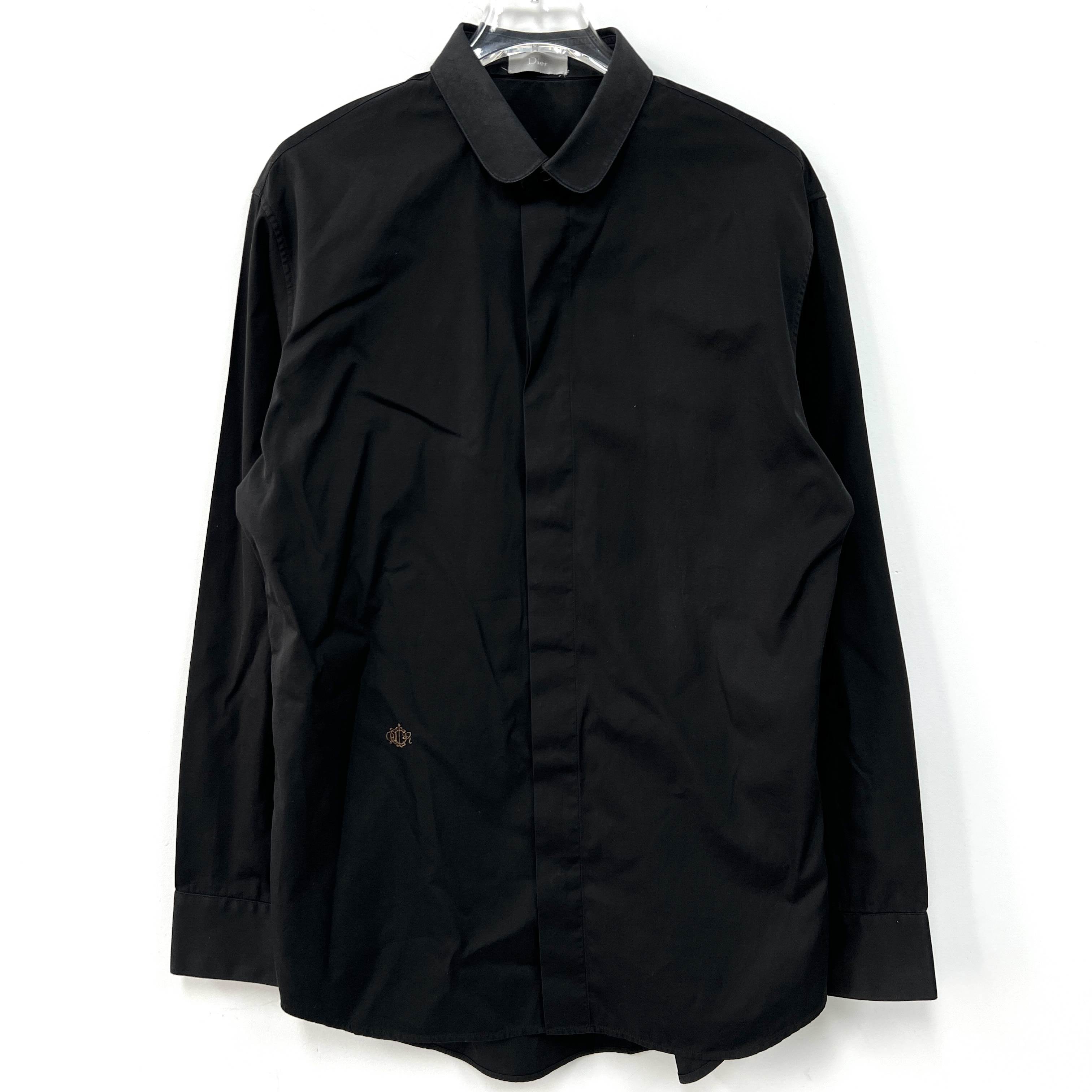 95新 DIOR/迪奥 98新 黑色经典刺绣logo长袖衬衣 39码/3886/     