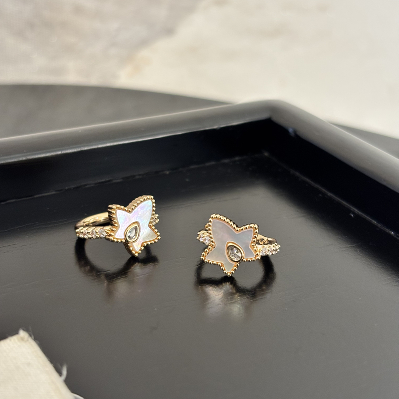 铜合金合成锆石耳饰 叶子形耳环EH3195