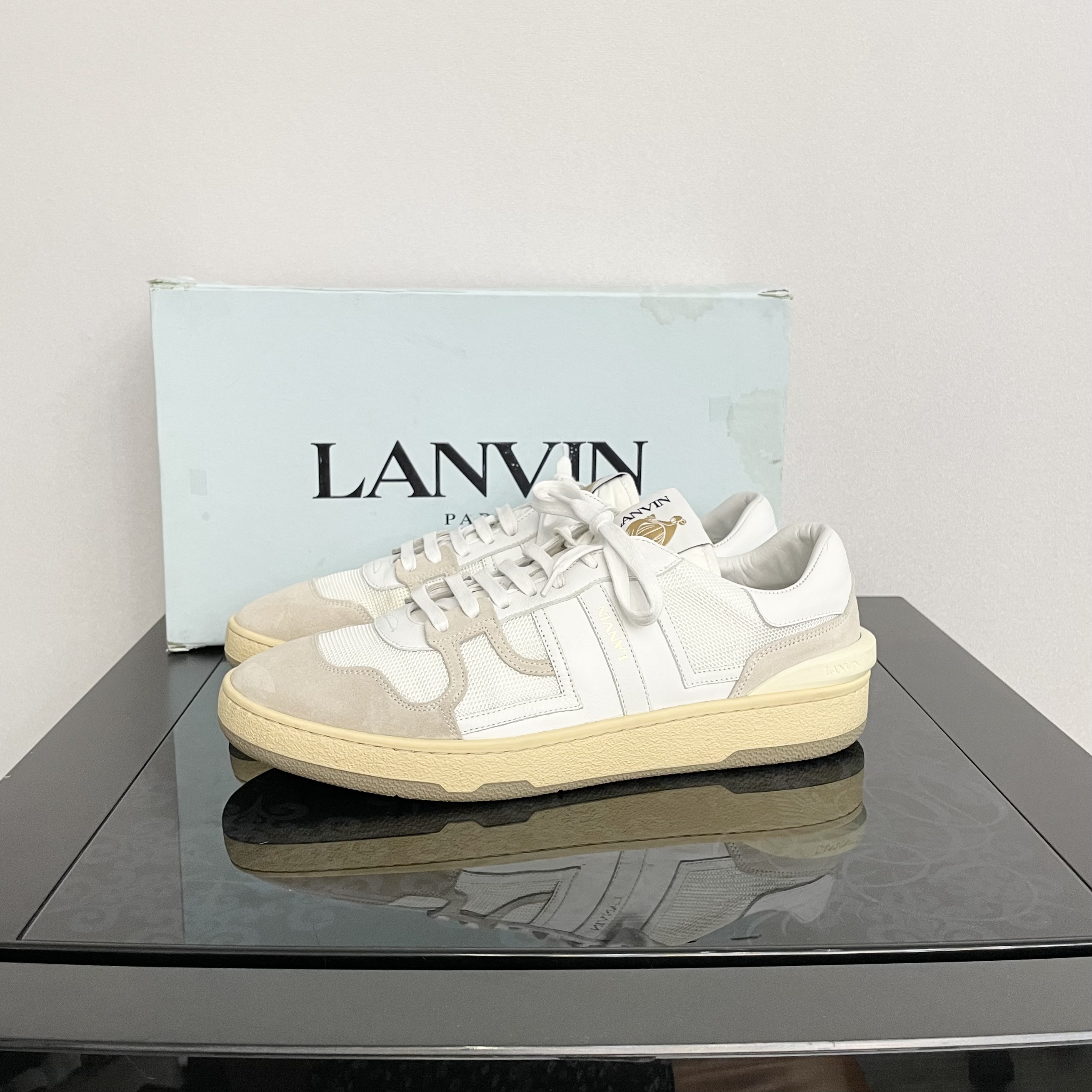 95新 LANVIN 浪凡clay拼色低帮德训鞋男鞋45码2132